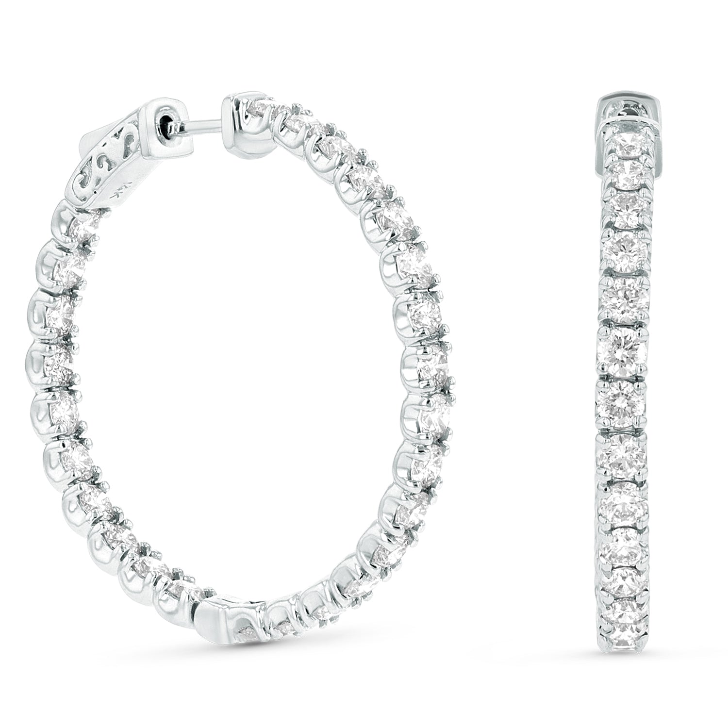 Diamond Hoop Earrings in 14k White Gold 5.00ctw