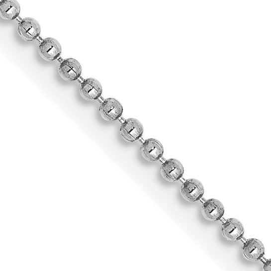 Diamond-cut Beaded Pendant Chain with Lobster Clasp in 14k White Gold (1.2mm)