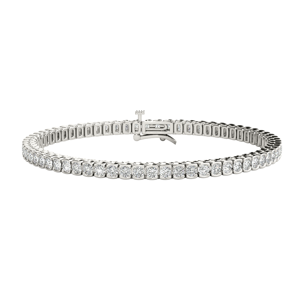 Diamond Tennis Bracelet Half Bezel Setting in 14kt White Gold 5.63ct
