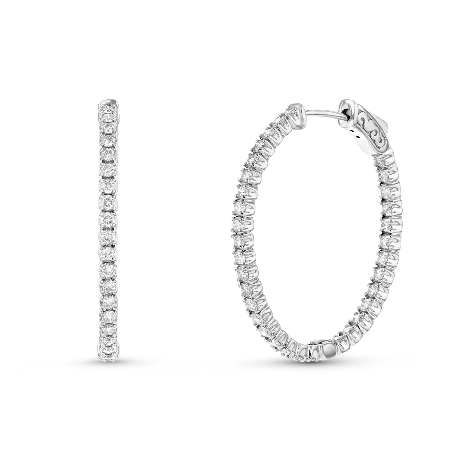 Diamond Hoop Earrings in 14k White Gold 2.00ctw