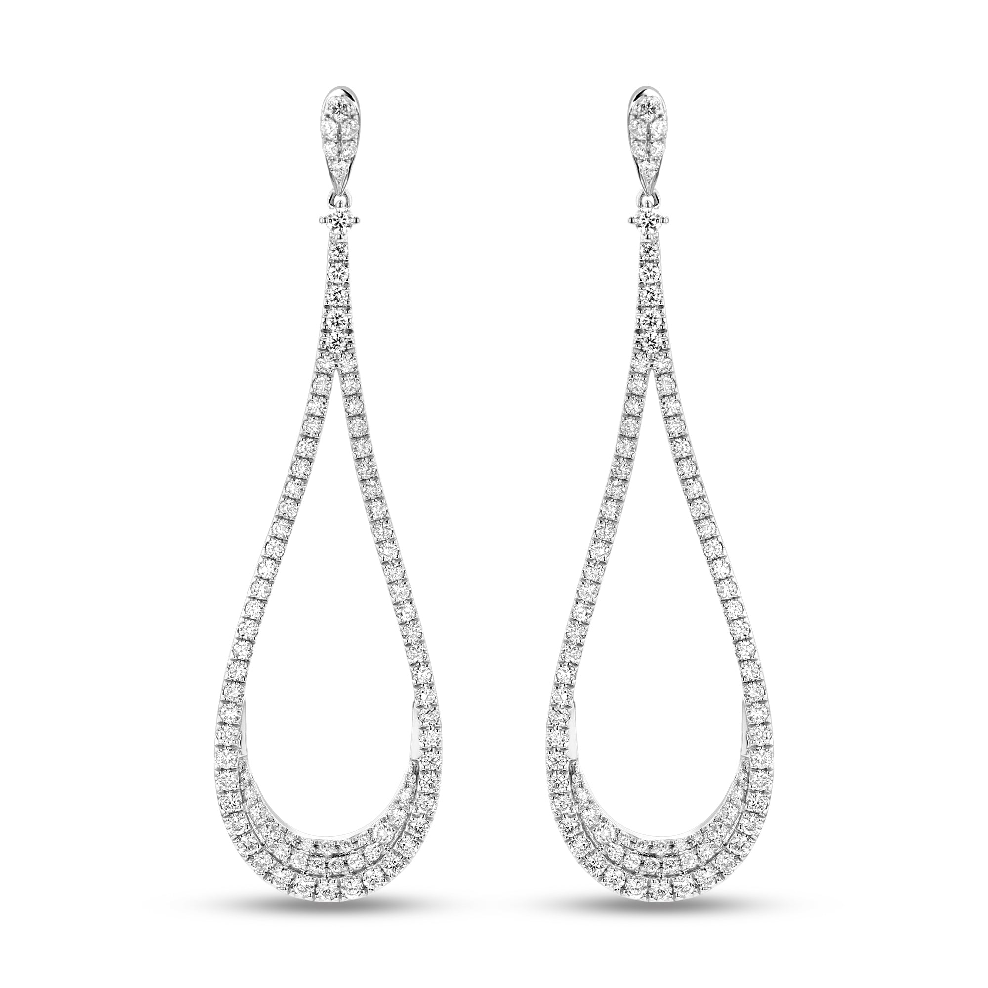 Diamond Rear Drop Dangling Earrings in 18k White Gold