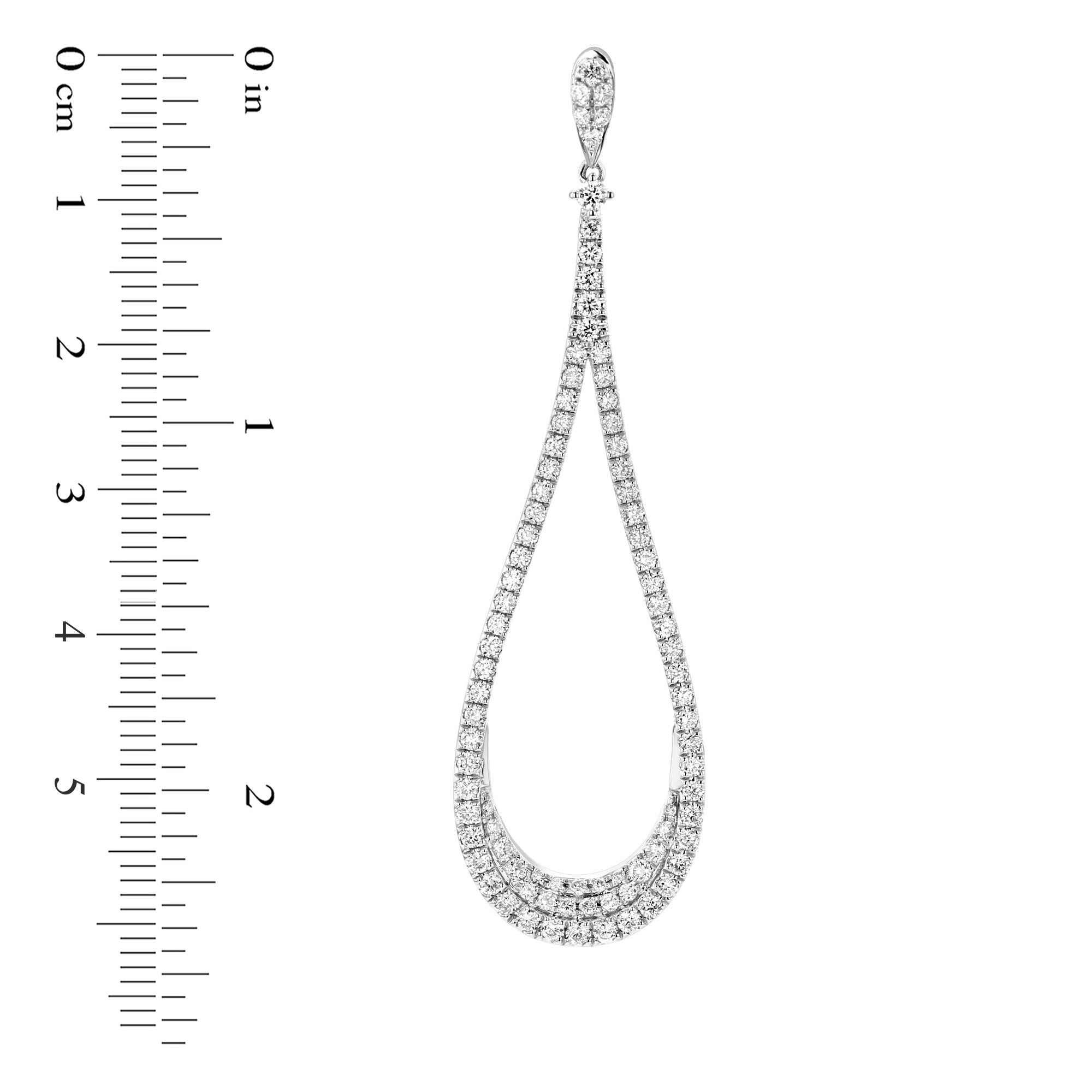 Diamond Rear Drop Dangling Earrings in 18k White Gold