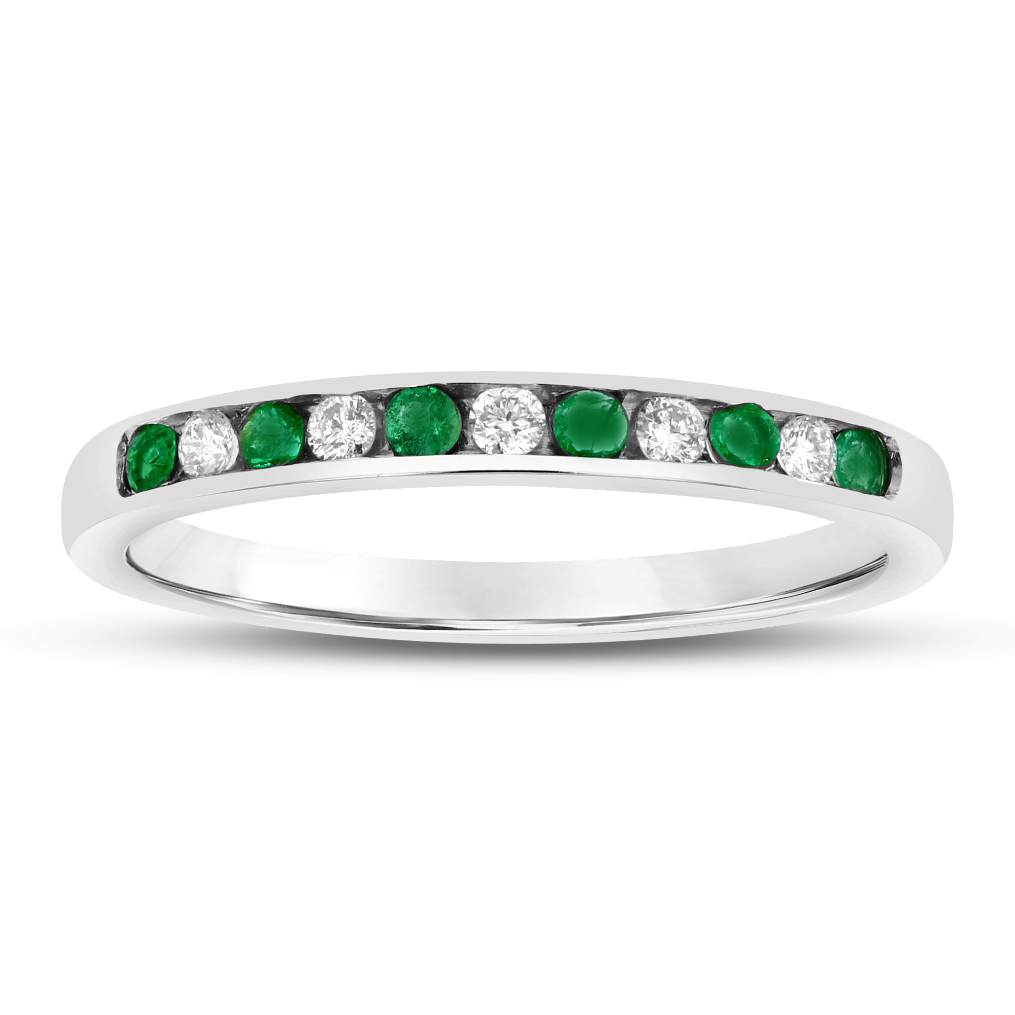 Diamond and Emerald Band in 14k Gold 0.23 c.t.w.