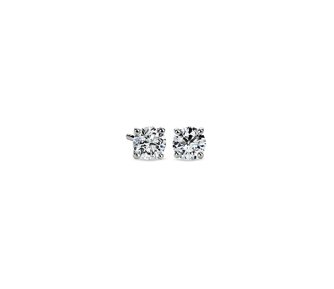 Solitaire Natural Diamond Stud Earrings in 14k Gold