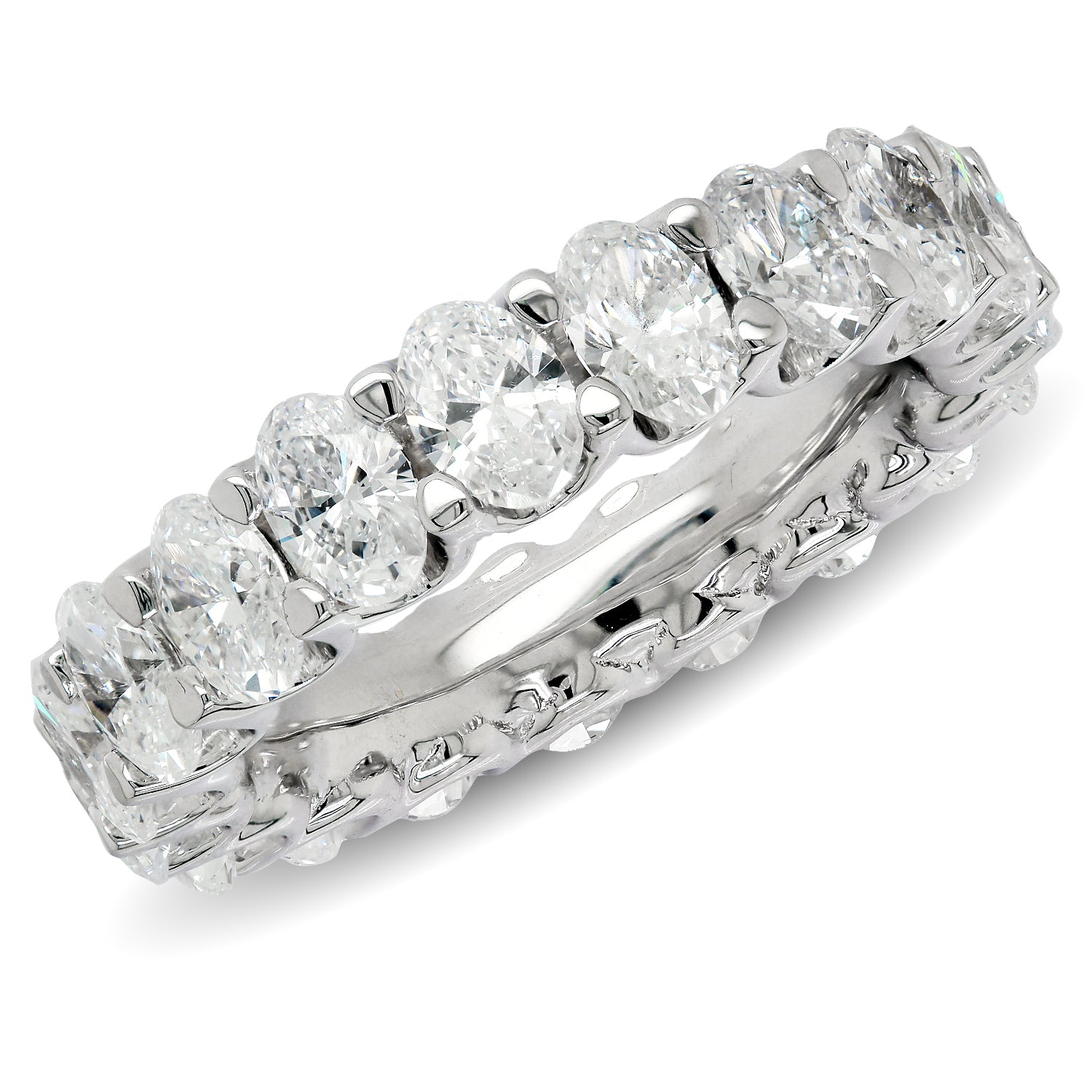 Eternity Band Lab Grown Oval Diamonds in 18k white gold