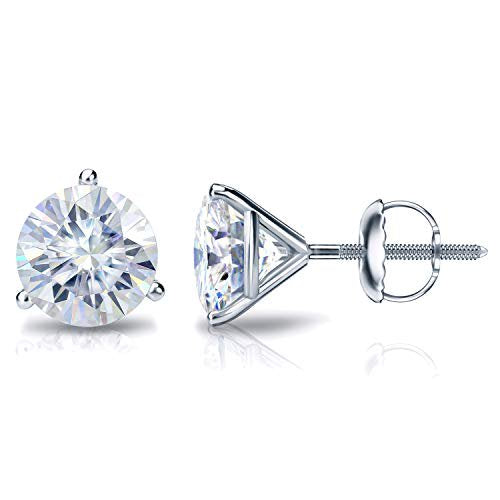Martini Solitaire Lab Created Diamond Stud Earrings in 18K White Gold