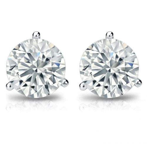 Martini Solitaire Lab Created Diamond Stud Earrings in 18K White Gold