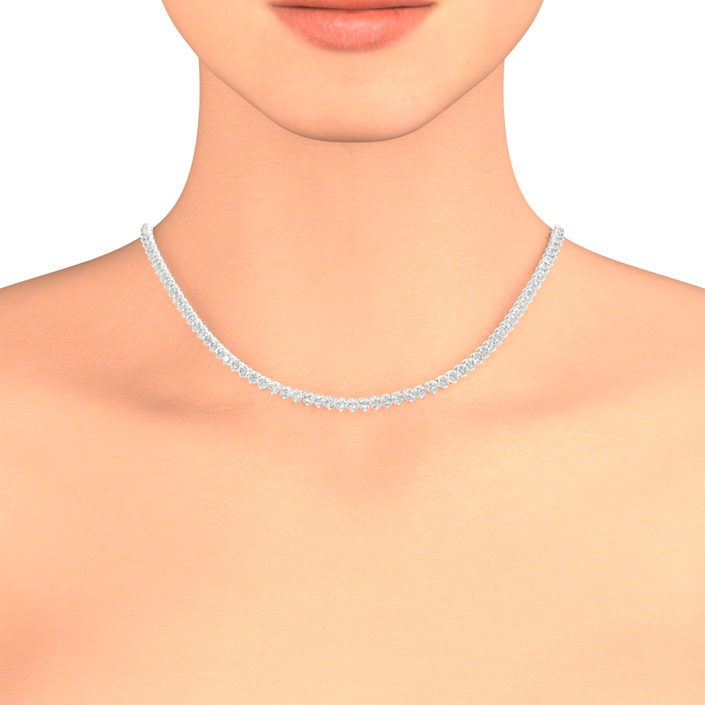 Diamond Tennis Necklace in 14Kt White Gold (10.02ct.tw.)